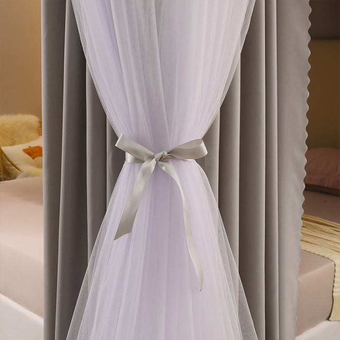 91家纺网 家纺一手货源 找家纺 艾晶美家纺 2021新款公主双杆落地双层床幔蚊帐 银灰