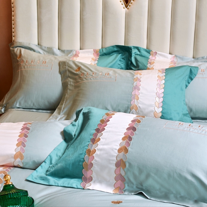 91家纺网 家纺一手货源 找家纺 杜先生 2021新款100支长绒棉刺绣四件套—漫时光 蔚蓝