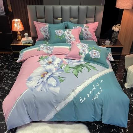 91家纺网 家纺一手货源 找家纺 （总2）金爱家 2021新款大版磨毛花卉系列四件套