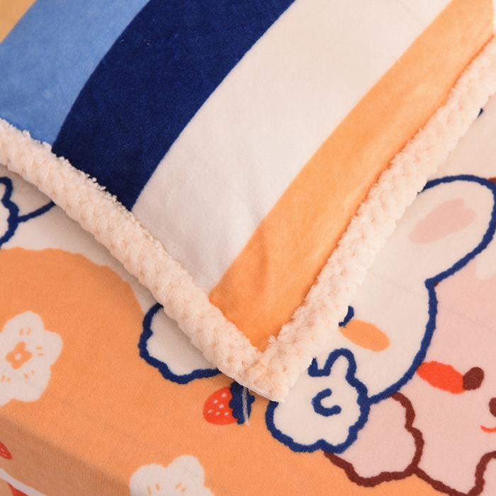 91家纺网 家纺一手货源 找家纺 眠博士 2021新款印花拼羊羔绒单被套 闺蜜兔