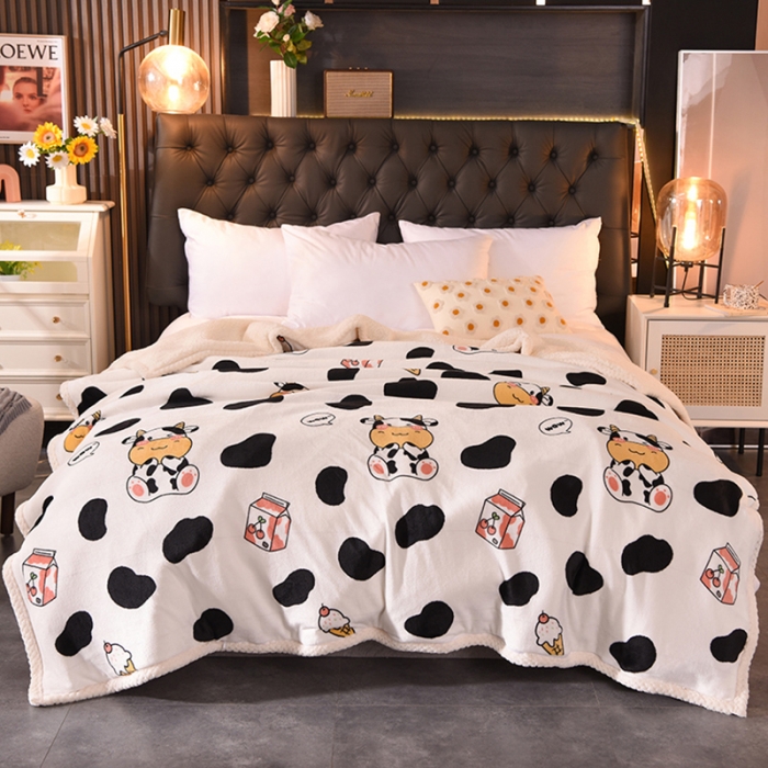 91家纺网 家纺一手货源 找家纺 眠博士 2021新款印花拼羊羔绒单被套 元气牛牛