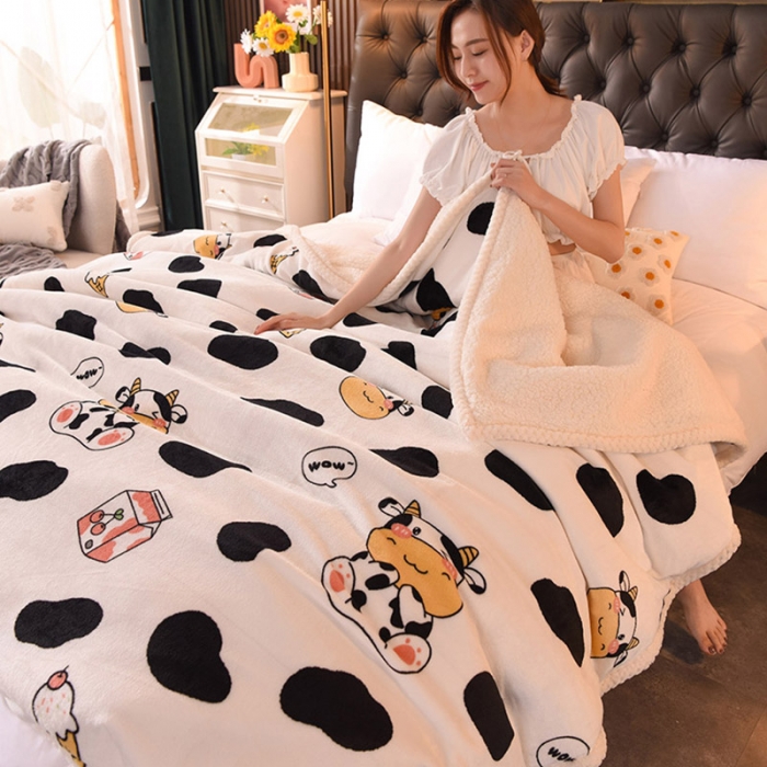 91家纺网 家纺一手货源 找家纺 眠博士 2021新款印花拼羊羔绒单被套 元气牛牛