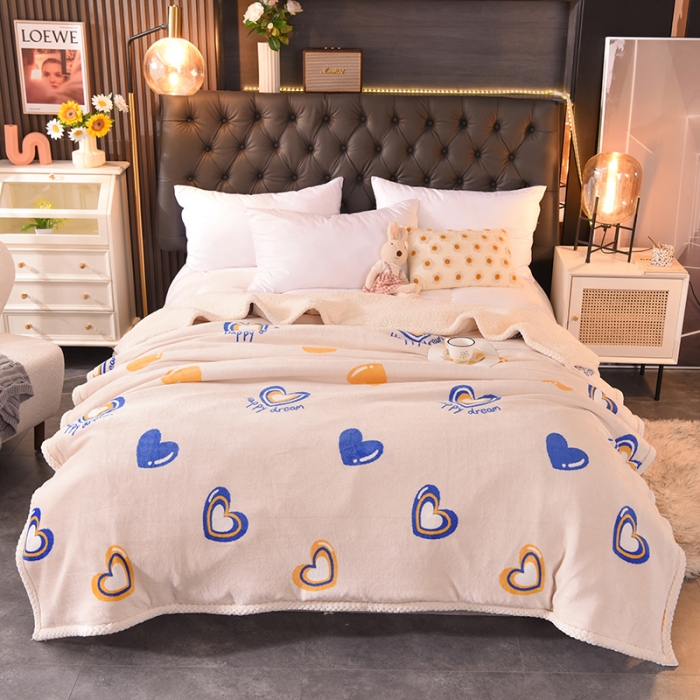 91家纺网 家纺一手货源 找家纺 眠博士 2021新款印花拼羊羔绒单被套 钟爱一生