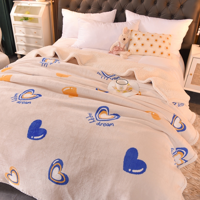 91家纺网 家纺一手货源 找家纺 眠博士 2021新款印花拼羊羔绒单被套 钟爱一生