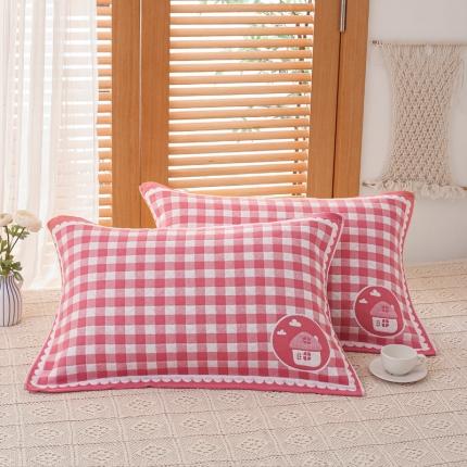 91家纺网 家纺一手货源 找家纺 （总）朴尔家纺 2021新款热销全棉加厚三层纱布定位枕巾一对