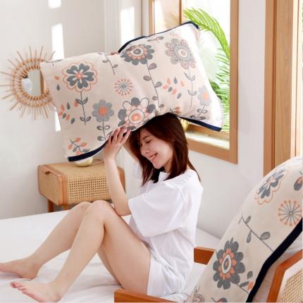 91家纺网 家纺一手货源 找家纺 （总）朴尔家纺 2021新品波西米亚风全棉四层纱布定位枕巾