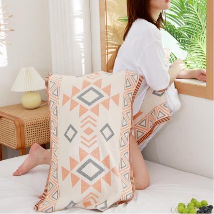 91家纺网 家纺一手货源 找家纺 （总）朴尔家纺 2021新品波西米亚风全棉四层纱布定位枕巾