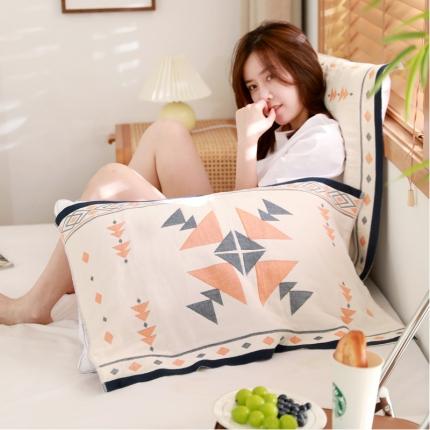 91家纺网 家纺一手货源 找家纺 （总）朴尔家纺 2021新品波西米亚风全棉四层纱布定位枕巾