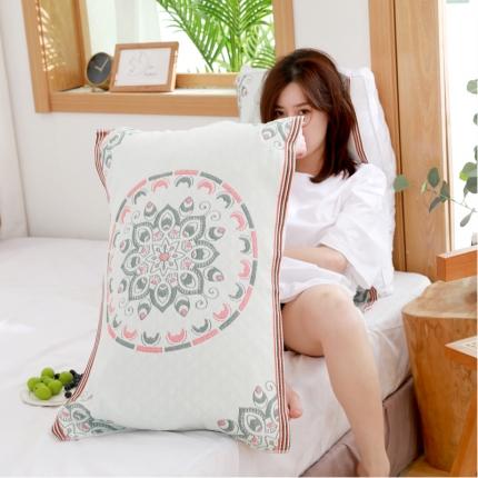 91家纺网 家纺一手货源 找家纺 （总）朴尔家纺 2021新品波西米亚风全棉四层纱布定位枕巾