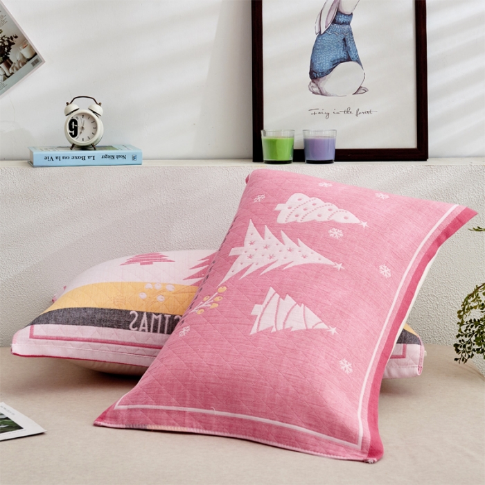 91家纺网 家纺一手货源 找家纺 （总）朴尔家纺 2021新品混纺三层纱布定位枕巾