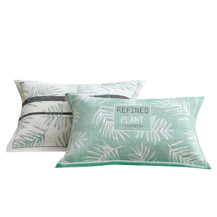 91家纺网 家纺一手货源 找家纺 2021新品混纺三层纱布定位枕巾热带草原-绿52*78cm