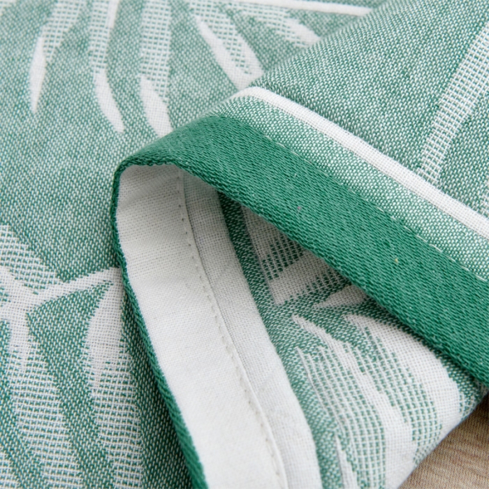 91家纺网 家纺一手货源 找家纺 2021新品混纺三层纱布定位枕巾热带草原-绿52*78cm