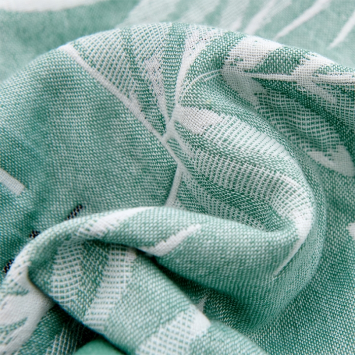 91家纺网 家纺一手货源 找家纺 2021新品混纺三层纱布定位枕巾热带草原-绿52*78cm