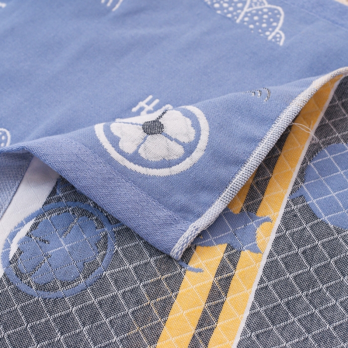 91家纺网 家纺一手货源 找家纺 朴尔家纺2021新款热销全棉加厚三层纱布定位枕巾一对自行车兰