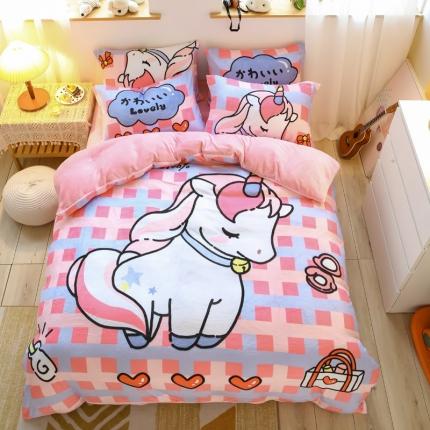 91家纺网 家纺一手货源 找家纺 （总）宅部落 2021新款牛奶绒法莱绒大版卡通四件套