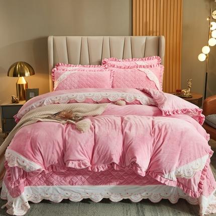 91家纺网 家纺一手货源 找家纺 （总）宜凡 2021新款水晶绒夹棉绗缝床盖四件套