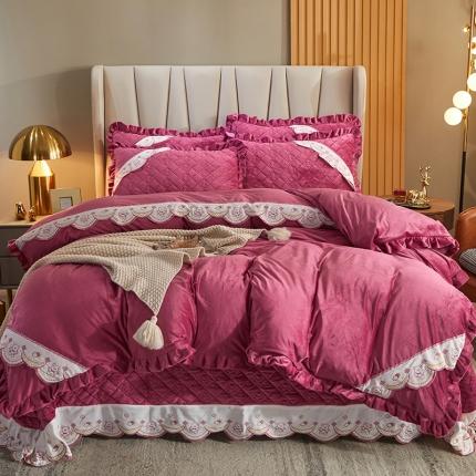 91家纺网 家纺一手货源 找家纺 （总）宜凡 2021新款水晶绒夹棉绗缝床盖四件套