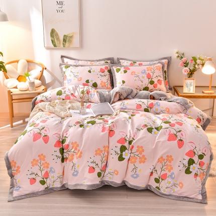 91家纺网 家纺一手货源 找家纺 全棉牛奶绒四件套法兰绒珊瑚绒被套被罩可配被芯