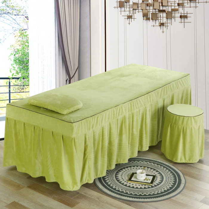 91家纺网 家纺一手货源 找家纺 不打烊家纺 2021新款古韵新生水晶绒美容床罩 果绿