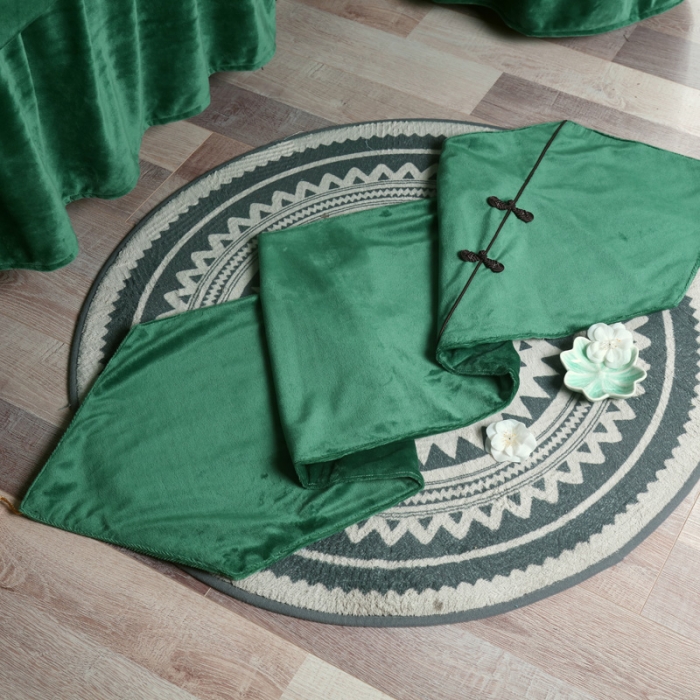 91家纺网 家纺一手货源 找家纺 不打烊家纺 2021新款古韵新生水晶绒美容床罩 墨绿