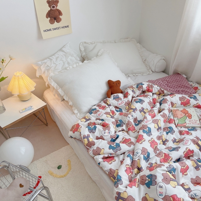 91家纺网 家纺一手货源 找家纺 星期八 2021新款韩国超ins进口安抚豆豆被子春秋被 ok熊