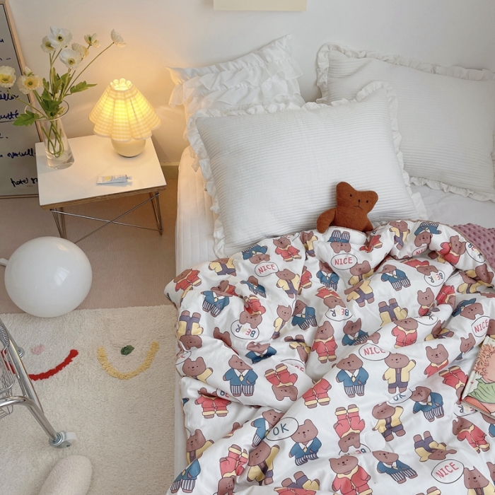 91家纺网 家纺一手货源 找家纺 星期八 2021新款韩国超ins进口安抚豆豆被子春秋被 ok熊