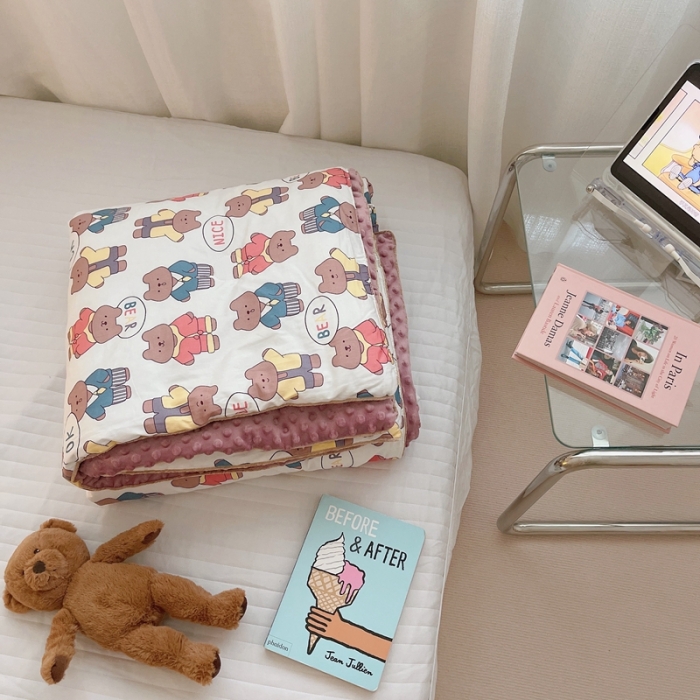 91家纺网 家纺一手货源 找家纺 星期八 2021新款韩国超ins进口安抚豆豆被子春秋被 ok熊