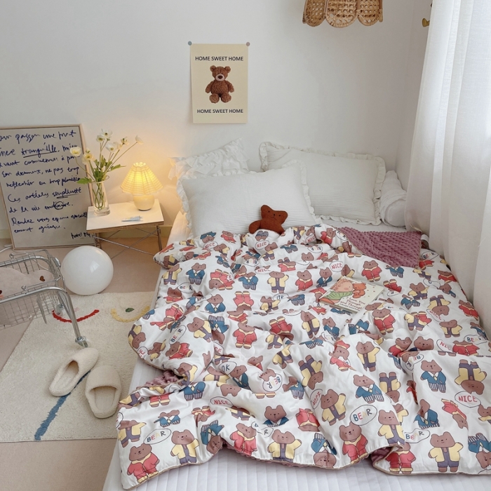 91家纺网 家纺一手货源 找家纺 星期八 2021新款韩国超ins进口安抚豆豆被子春秋被 ok熊