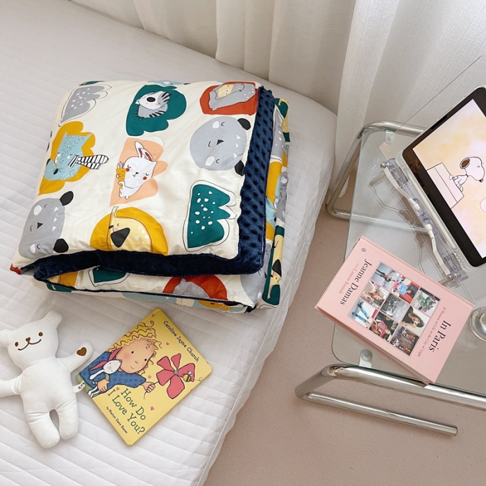 91家纺网 家纺一手货源 找家纺 星期八 2021新款韩国超ins进口安抚豆豆被子春秋被 动物派对