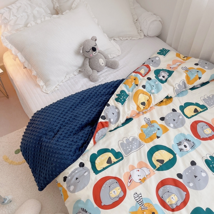 91家纺网 家纺一手货源 找家纺 星期八 2021新款韩国超ins进口安抚豆豆被子春秋被 动物派对