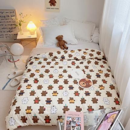 星期八 2021新款韩国超ins进口安抚豆豆被子春秋被 机器熊棕