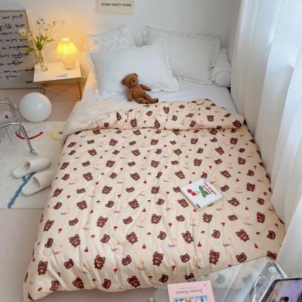 星期八 2021新款韩国超ins进口安抚豆豆被子春秋被 玫瑰熊