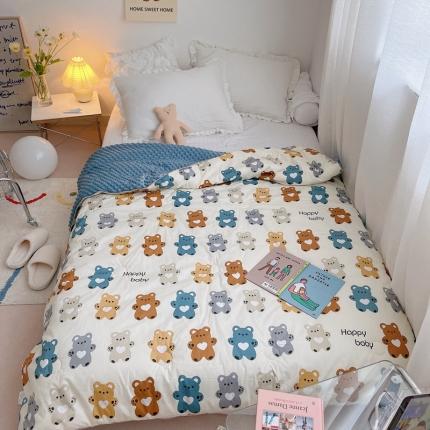 星期八 2021新款韩国超ins进口安抚豆豆被子春秋被 七彩熊