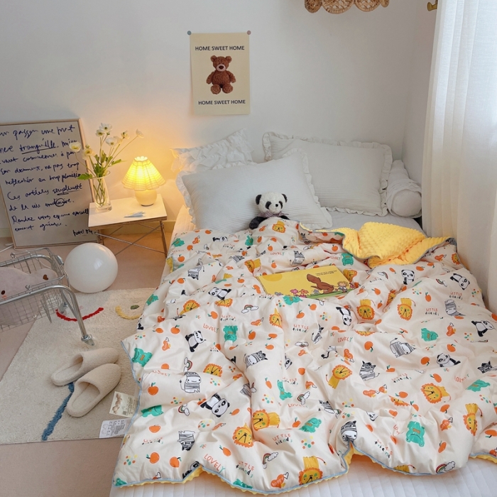 91家纺网 家纺一手货源 找家纺 星期八 2021新款韩国超ins进口安抚豆豆被子春秋被 狮子帮