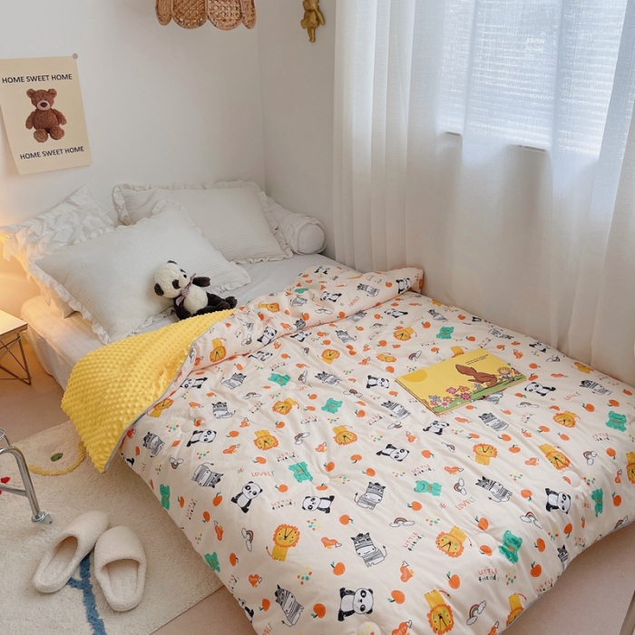 91家纺网 家纺一手货源 找家纺 星期八 2021新款韩国超ins进口安抚豆豆被子春秋被 狮子帮