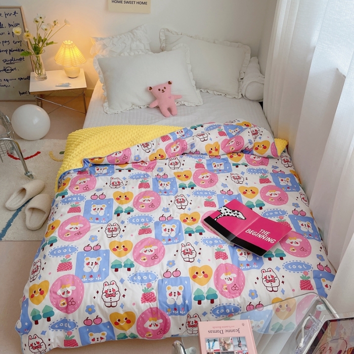 91家纺网 家纺一手货源 找家纺 星期八 2021新款韩国超ins进口安抚豆豆被子春秋被 兔兔乐园