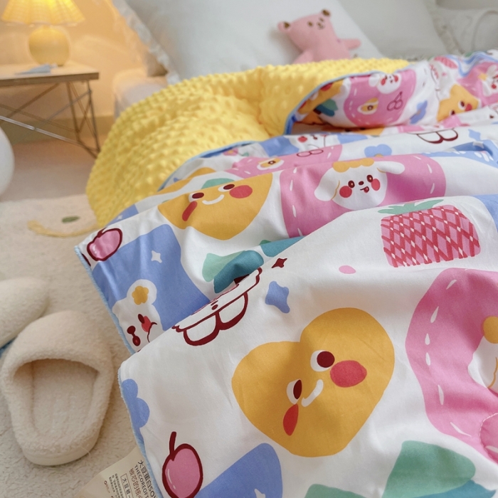 91家纺网 家纺一手货源 找家纺 星期八 2021新款韩国超ins进口安抚豆豆被子春秋被 兔兔乐园