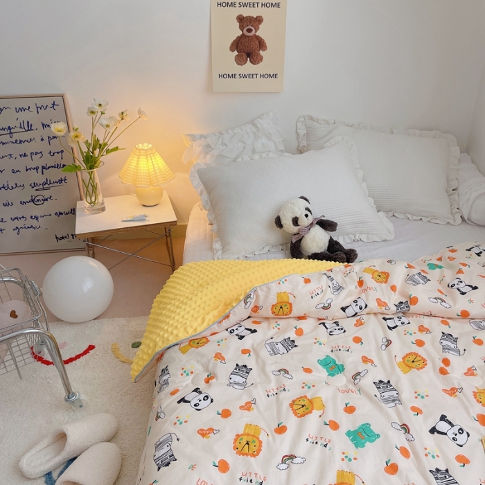 91家纺网 家纺一手货源 找家纺 星期八 2021新款韩国超ins进口安抚豆豆被子春秋被 小狮子