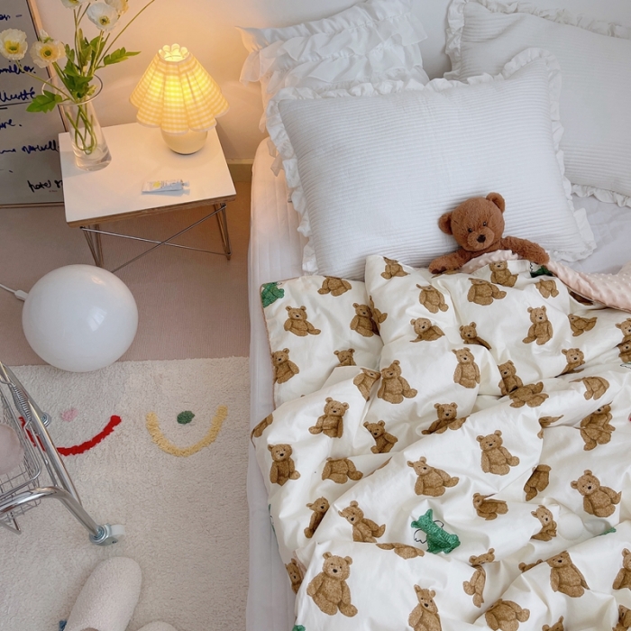 91家纺网 家纺一手货源 找家纺 星期八 2021新款韩国超ins进口安抚豆豆被子春秋被 小棕熊