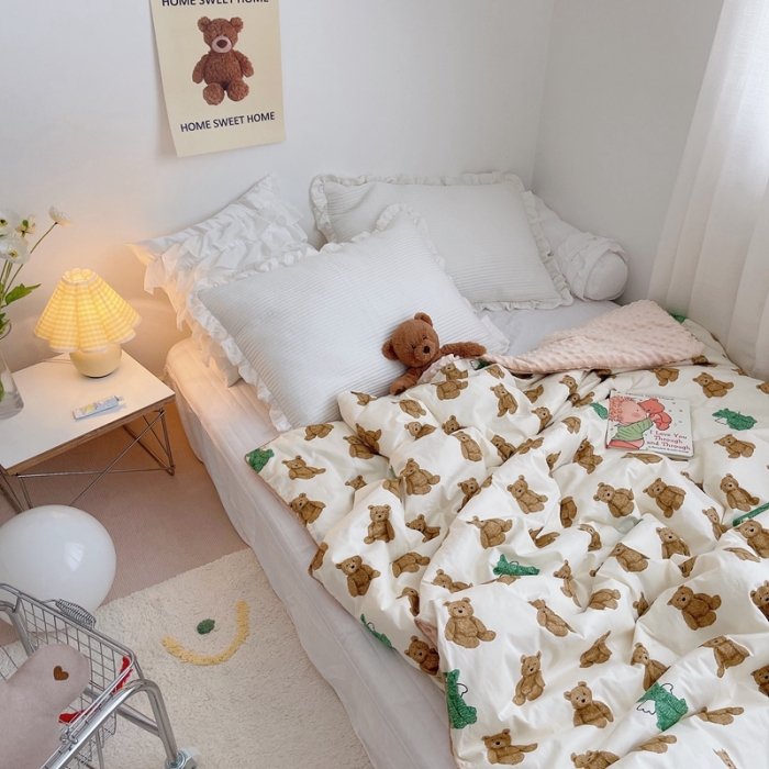 91家纺网 家纺一手货源 找家纺 星期八 2021新款韩国超ins进口安抚豆豆被子春秋被 小棕熊