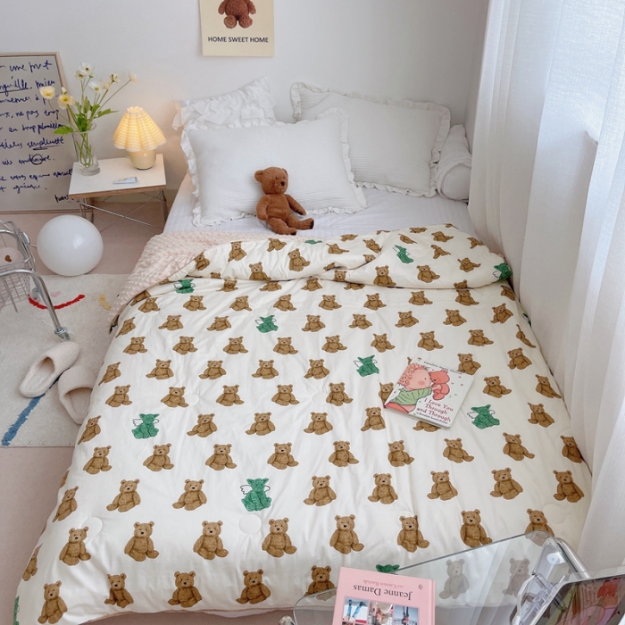 91家纺网 家纺一手货源 找家纺 星期八 2021新款韩国超ins进口安抚豆豆被子春秋被 小棕熊