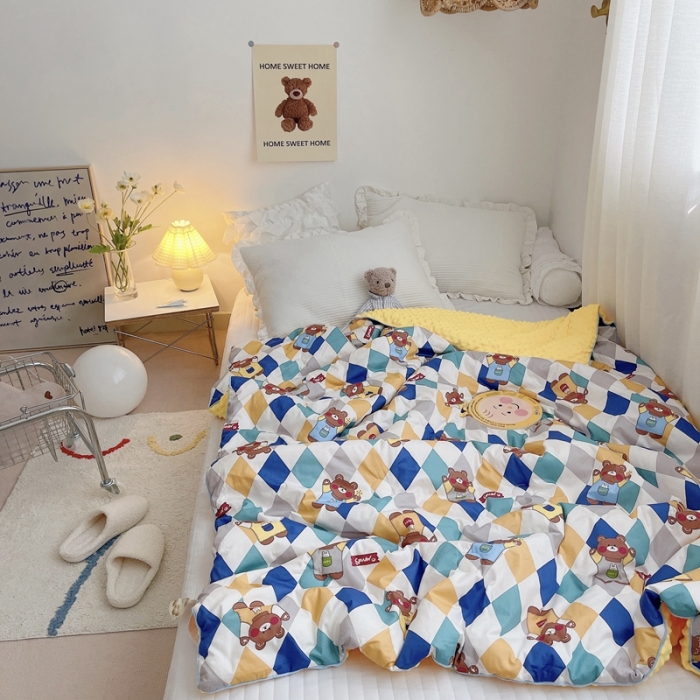 91家纺网 家纺一手货源 找家纺 星期八 2021新款韩国超ins进口安抚豆豆被子春秋被 熊熊乐园