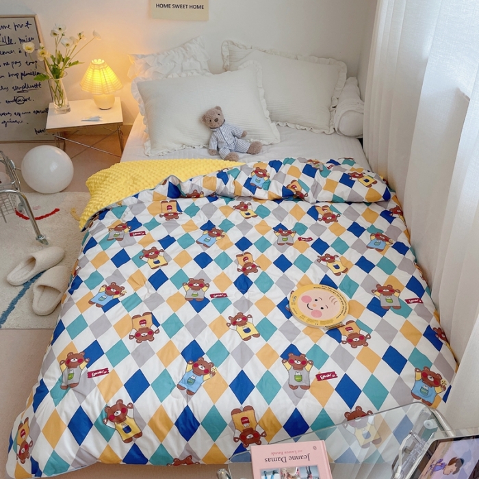 91家纺网 家纺一手货源 找家纺 星期八 2021新款韩国超ins进口安抚豆豆被子春秋被 熊熊乐园