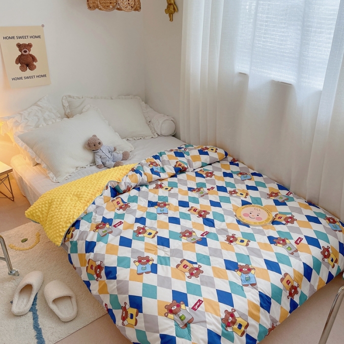 91家纺网 家纺一手货源 找家纺 星期八 2021新款韩国超ins进口安抚豆豆被子春秋被 熊熊乐园