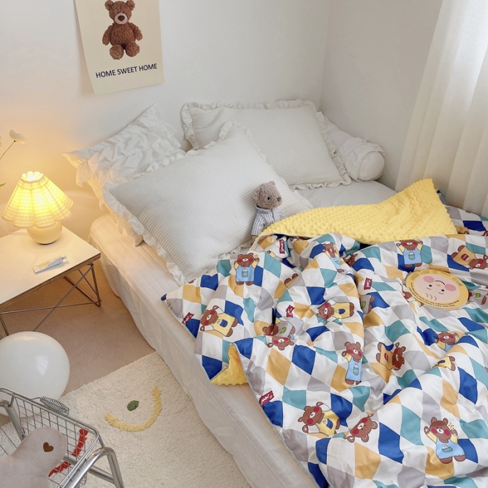 91家纺网 家纺一手货源 找家纺 星期八 2021新款韩国超ins进口安抚豆豆被子春秋被 熊熊乐园