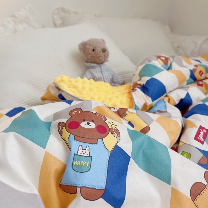 91家纺网 家纺一手货源 找家纺 星期八 2021新款韩国超ins进口安抚豆豆被子春秋被 熊熊乐园