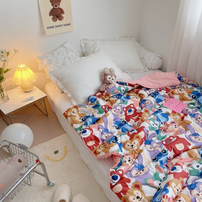 91家纺网 家纺一手货源 找家纺 星期八 2021新款韩国超ins进口安抚豆豆被子春秋被 紫小兔