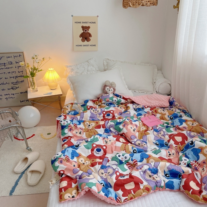 91家纺网 家纺一手货源 找家纺 星期八 2021新款韩国超ins进口安抚豆豆被子春秋被 紫小兔