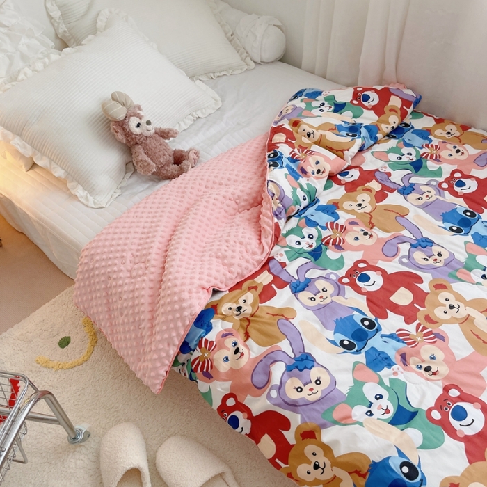 91家纺网 家纺一手货源 找家纺 星期八 2021新款韩国超ins进口安抚豆豆被子春秋被 紫小兔