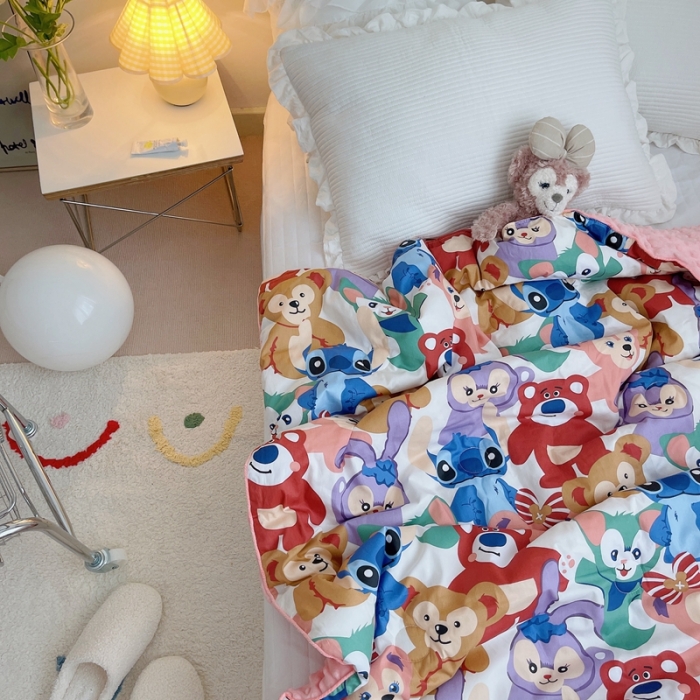 91家纺网 家纺一手货源 找家纺 星期八 2021新款韩国超ins进口安抚豆豆被子春秋被 紫小兔